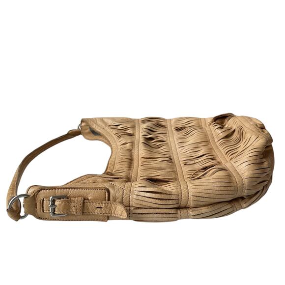 Liebeskind Berlin Hobo Bag Beige Tan Leather Fringe Shoulder Purse 13.5"x13.5x6" - Picture 7 of 11